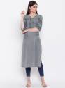 Denim kurti with embroidery work thumb 6