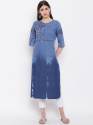 Denim kurti with embroidery work thumb 7