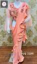 Designer Ruffle saree with work thumb 1