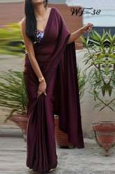 Plain silk with satin border saree