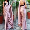 Plain silk with satin border saree thumb 1