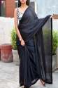Plain silk with satin border saree thumb 16