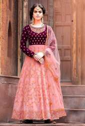 Velvet and georgette work anarkali suit 