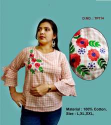 Cotton Embroidery Short Kurti