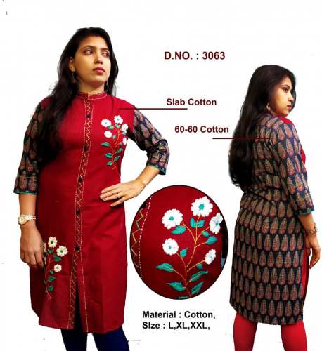 Fancy Cotton Embroidery Kurti