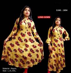 Fancy Yellow Long Gown Style Kurti