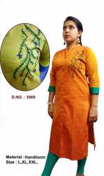 Handloom Cotton Embroidery Kurti