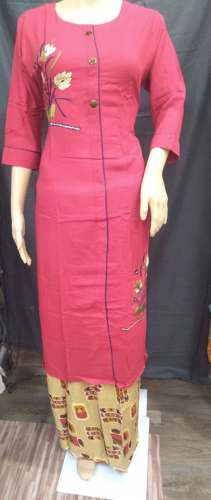 INDRANI Handwork Straight Kurti Plazo Set