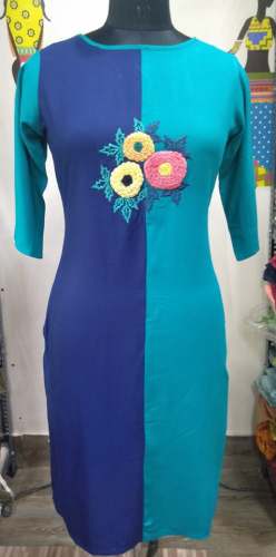 INDRANI Rayon Handwork Fancy Straight Kurti