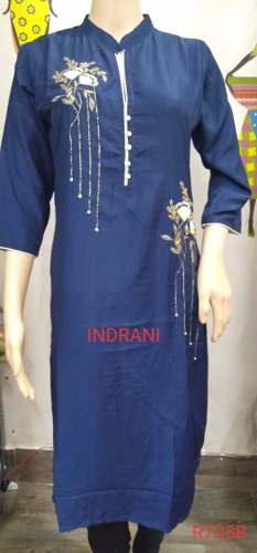 INDRANI Straight Handwork Maslin Women Kurti