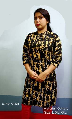 Printed Fancy Cotton Straight Ladies Kurti