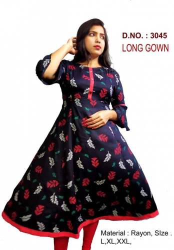 Rayon Printed Kurti Gown