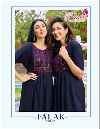 FALAK VOL 2 LIVA RAYON FLAIR KURTIS WITH WORK 