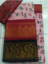block printed sungudi saree for women 
