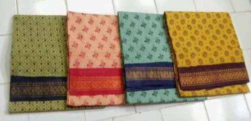 madurai sungudi one side jari border saree by Happy Garments