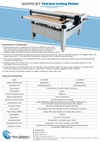 MASTERJET FLAT BED CUTTING PLOTTER  by Onyx Solutions