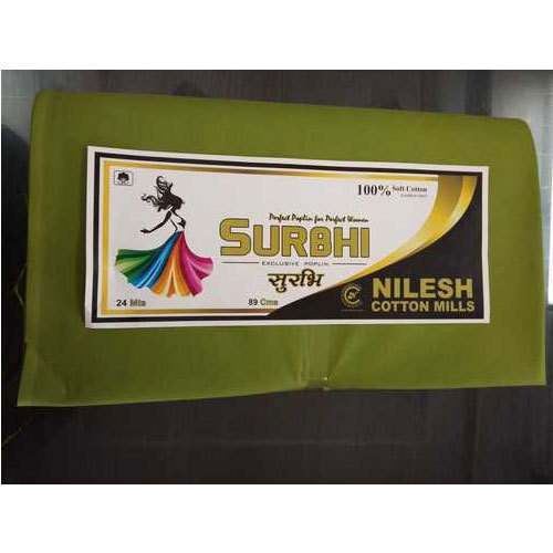 Poplin Plain Green Color Fabric  by Nilesh Cotton Mills