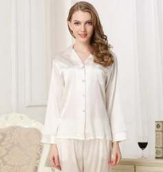 Plain Mulberry Silk Night Suit for Ladies 