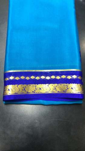 Stylish Sky Blue Pure Crepe Silk Saree by RIVIYA CREATION