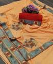 Dhola silk flower embroidered saree thumb 3