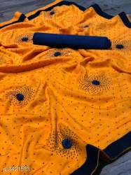 Embroidered silk saree with fitting diamond