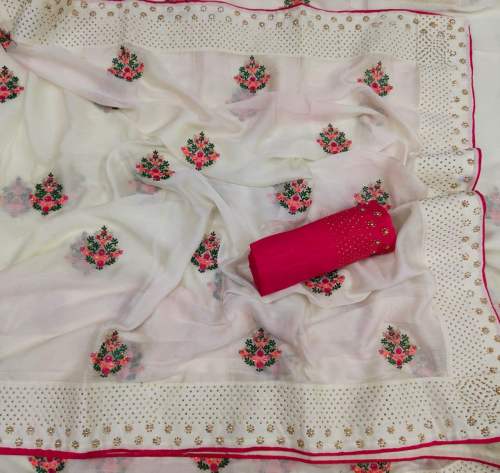 Georgette saree with moti work border