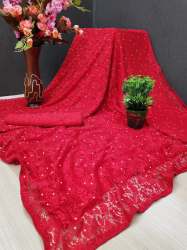 Net saree with diamond work