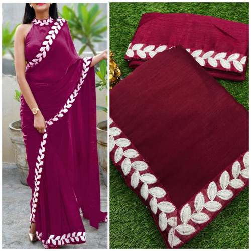 Plain saree with designer border