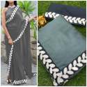 Plain saree with designer border thumb 2