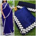 Plain saree with designer border thumb 3