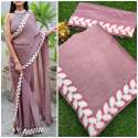 Plain saree with designer border thumb 6