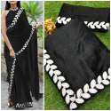 Plain saree with designer border thumb 7