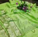 Silk saree with satin patta thumb 2