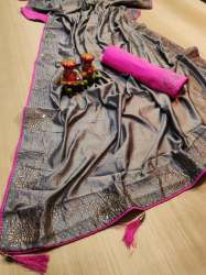 Silk saree with shinning diamond work