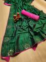 Silk saree with shinning diamond work thumb 3