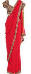 Party wear Red Plain saree