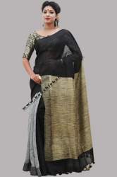 Handloom Black Linen Saree