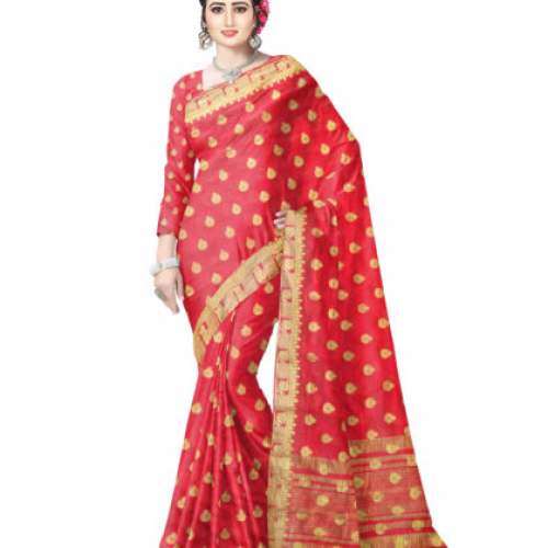Stylish Red chiffon saree