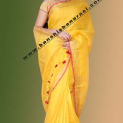 Yellow Handloom Linen saree