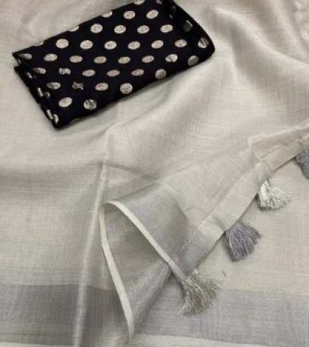 Buy Linen Plain Saree For Women