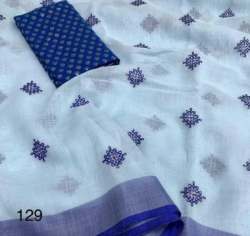 Buy New Arrival Linen Embroidery Saree For Women
