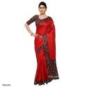 party-wear-plain-red-tussar-silk-saree