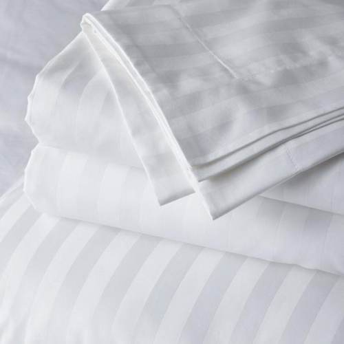 WHITE SATIN STRIPE FABRIC by Shree Bhavya Fabrics Limited