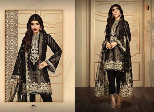 Black Foil Printed Ready Made Suit by Vinayak Enterprise