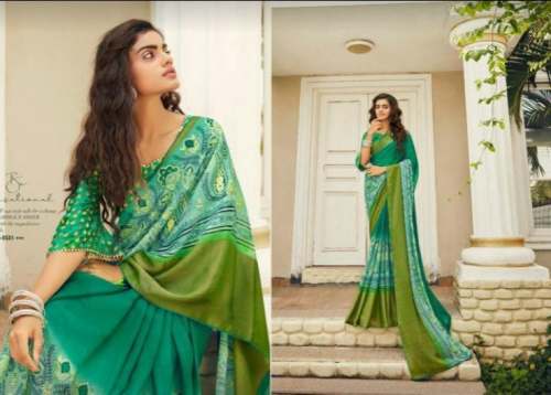 Buy Green Printed Saree For Women