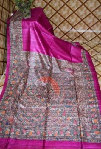 Buy Online Pure Silk Madhubani Print Sarees