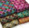 Chinon Bandhani Fabric with Embroidery