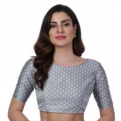 Get Grey Banarasi Brocade Blouse By JISB