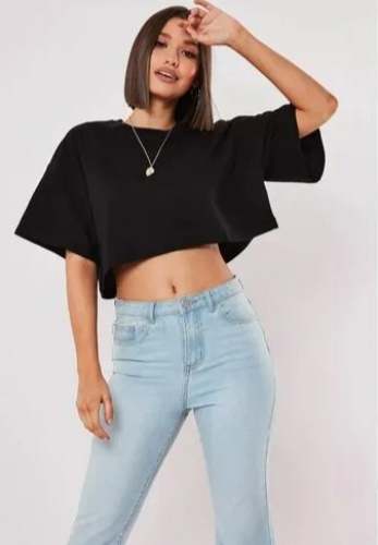 Balloon Sleeve Oversized Ladies Crop Top  by zooks