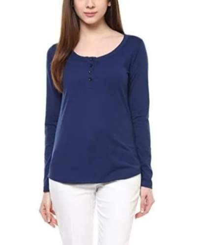 Full Sleeve Henley Ladies Plain T Shirt 